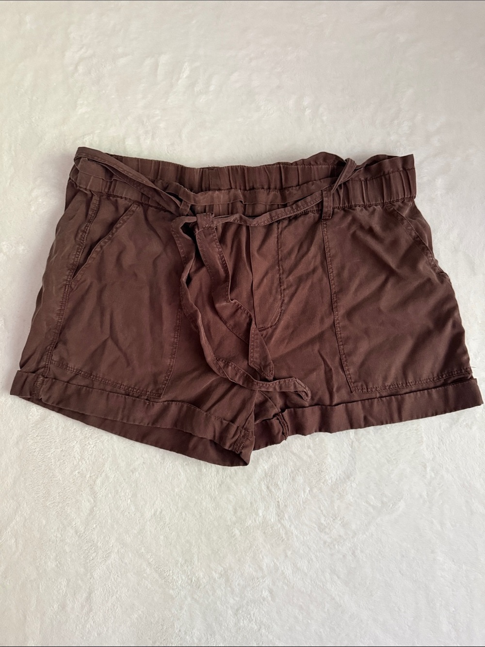 aerie Brown High-Waist Tie-Front Casual Shorts